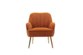 Modern Mid Century Chair Velvet Sherpa Armchair For Living Room Bedroom Office Easy Assemble Orange Orange Foam Velvet