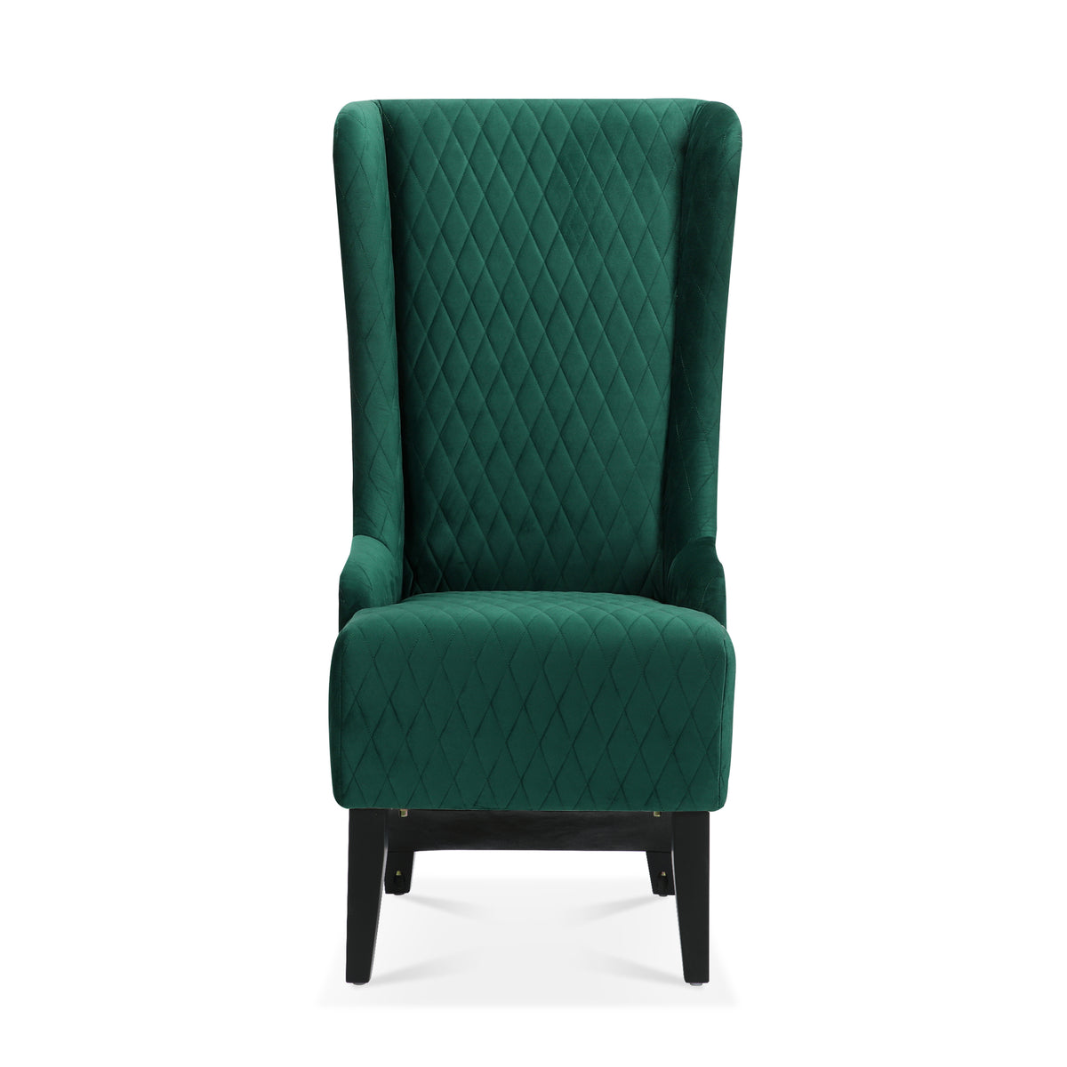 23.03" Wide High Back Velvet Accent Chair, Comfy High Wingback Chair, Living Room Chair With Soft Padded & Wooden Legs, Modern Side Chair For Living Room, Bedroom, Green Retro Green Fabric