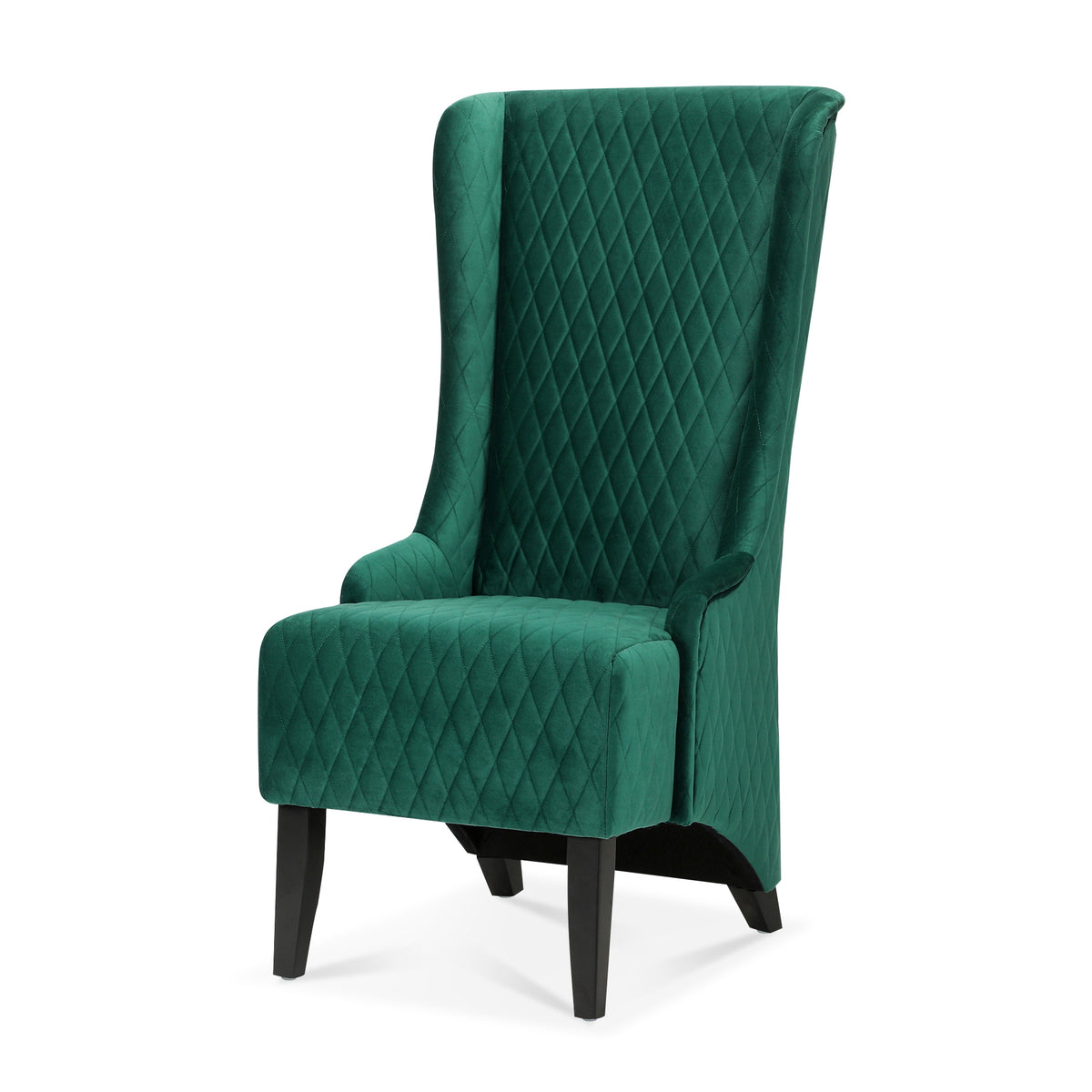 23.03" Wide High Back Velvet Accent Chair, Comfy High Wingback Chair, Living Room Chair With Soft Padded & Wooden Legs, Modern Side Chair For Living Room, Bedroom, Green Retro Green Fabric
