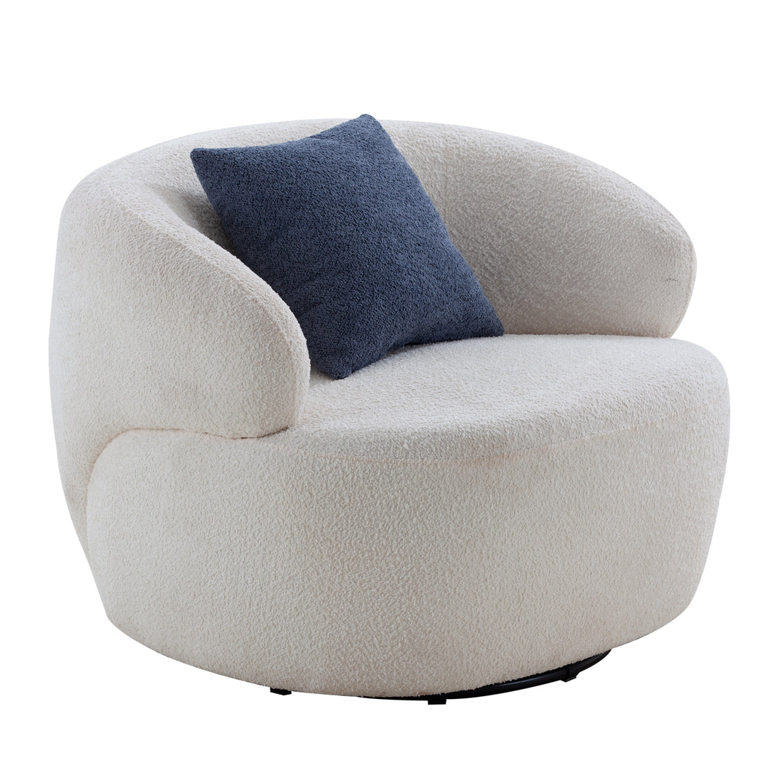 Swivel Barrel Chair Living Room, Single Chair For Small Space Comfy Round Sofa Chair Boucle Accent Chair Circle Sherpa, Arm Chair Reading Room Chair Lounge Chair Bedroom Club Beige Beige Upholstered