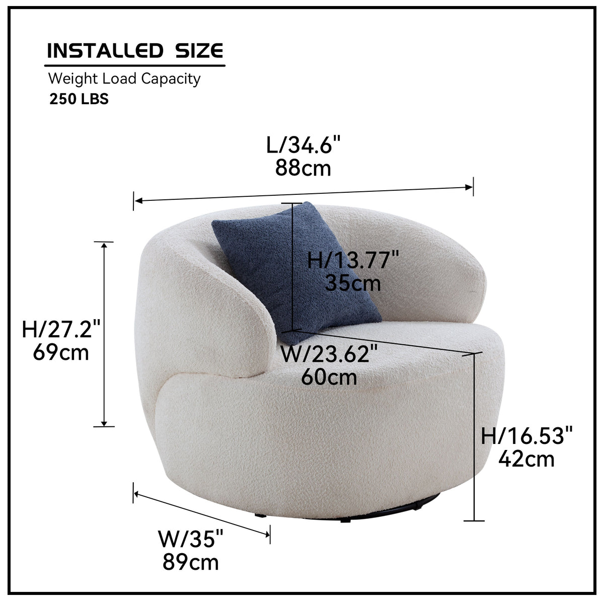 Swivel Barrel Chair Living Room, Single Chair For Small Space Comfy Round Sofa Chair Boucle Accent Chair Circle Sherpa, Arm Chair Reading Room Chair Lounge Chair Bedroom Club Beige Beige Upholstered