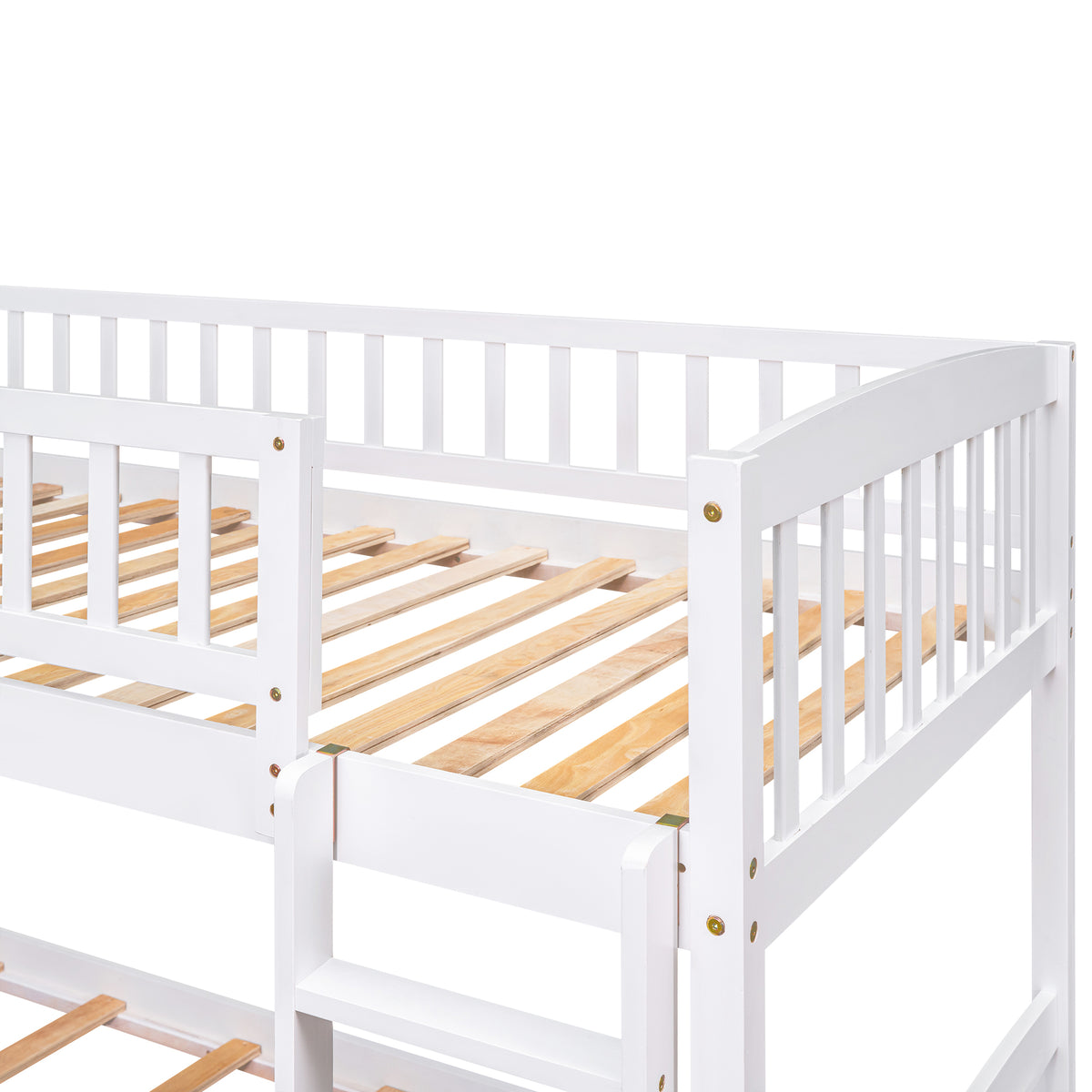 Stairway Twin Over Twin Bunk Bed With Two Drawers And Slide, White Old Sku :Lt000155Aak White Solid Wood