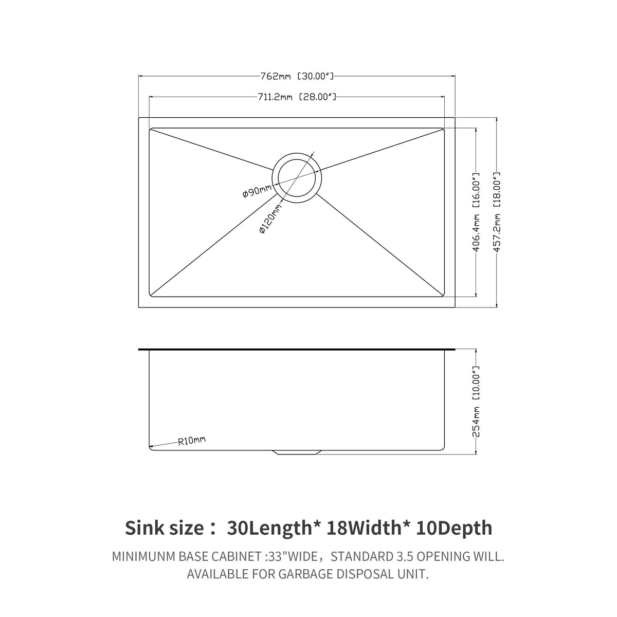 30 Inch Undermount Sink 30"X18"X10" Gunmetal Black Undermount Kitchen Sink 16 Gauge 10 Inch Deep Single Bowl Kitchen Sink Basin Gunmetal Black Stainless Steel