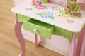 Layla Girls Flower Vanity Set With Stool Green Mdf