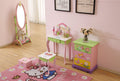 Layla Girls Flower Vanity Set With Stool Green Mdf