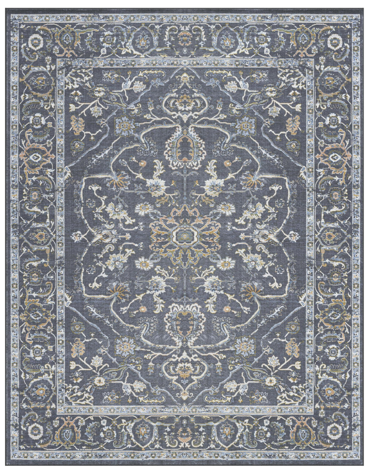 Damara Blue, Gray, And Multi Color Viscose Area Rug 5X8 Blue Viscose