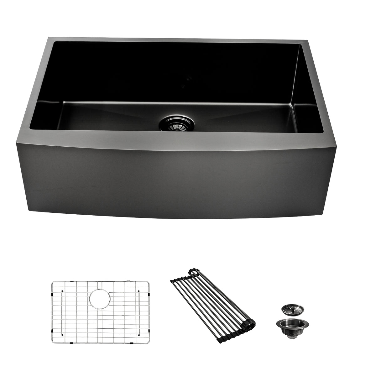36 Gunmetal Black Farmhouse Sink 36 Inch Kitchen Sink Stainless Steel 16 Gauge Apron Front Kitchen Sink Gunmetal Black Stainless Steel