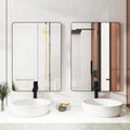 32 X 24 Inch Black Bathroom Mirror For Wall Vanity Mirror With Non Rusting Aluminum Alloy Metal Frame Rounded Corner For Modern Farmhouse Home Decor Black Modern Aluminium