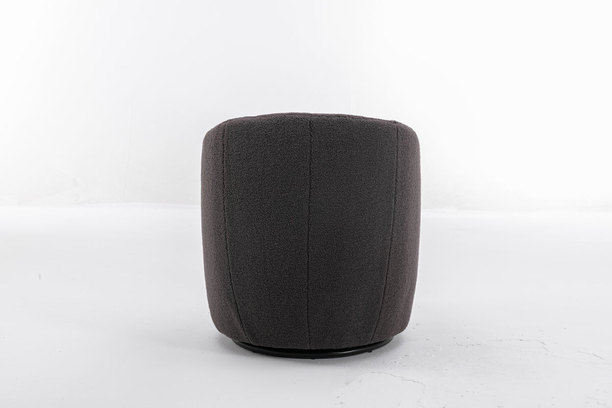 Teddy Fabric Swivel Accent Armchair Barrel Chair With Black Powder Coating Metal Ring,Dark Gray Dark Gray Foam Wool