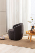 Teddy Fabric Swivel Accent Armchair Barrel Chair With Black Powder Coating Metal Ring,Dark Gray Dark Gray Foam Wool