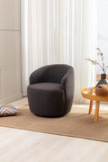 Teddy Fabric Swivel Accent Armchair Barrel Chair With Black Powder Coating Metal Ring,Dark Gray Dark Gray Foam Wool