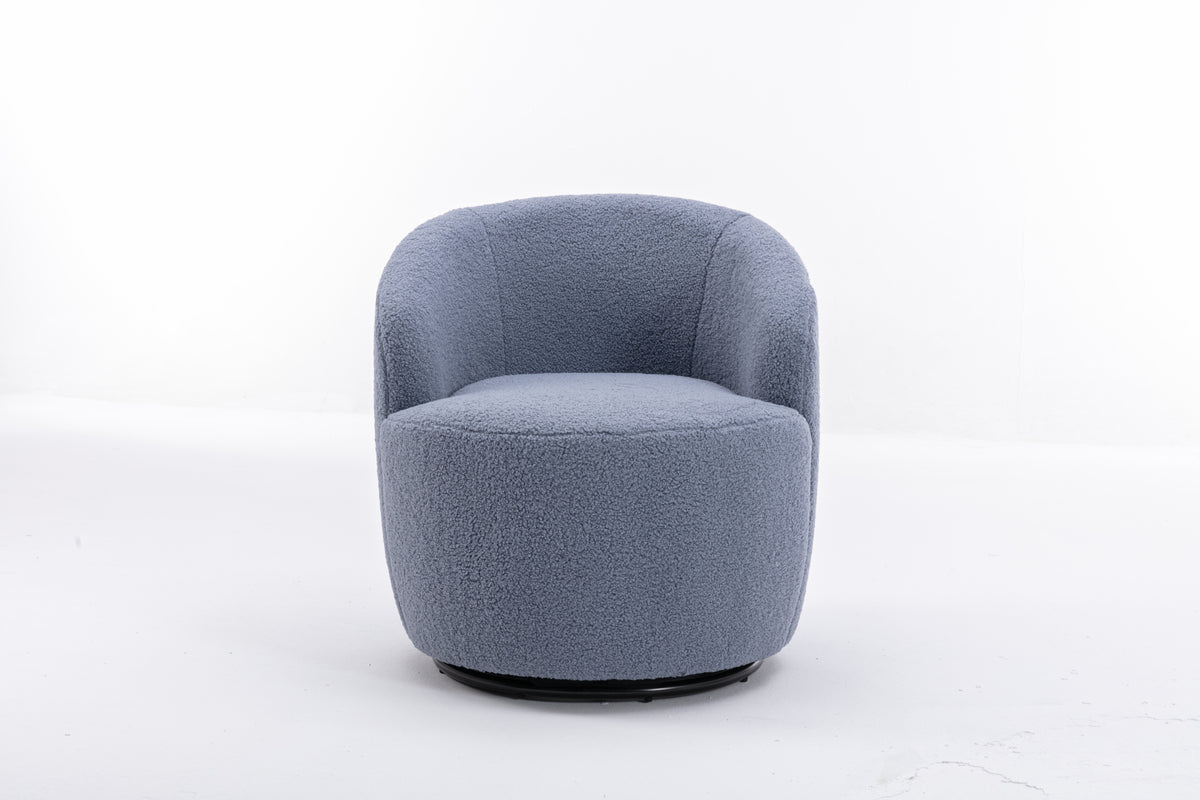 Teddy Fabric Swivel Accent Armchair Barrel Chair With Black Powder Coating Metal Ring,Light Blue Light Blue Foam Wool