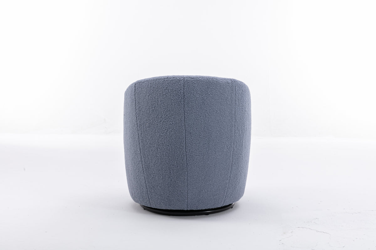Teddy Fabric Swivel Accent Armchair Barrel Chair With Black Powder Coating Metal Ring,Light Blue Light Blue Foam Wool
