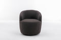 Teddy Fabric Swivel Accent Armchair Barrel Chair With Black Powder Coating Metal Ring,Dark Gray Dark Gray Foam Wool
