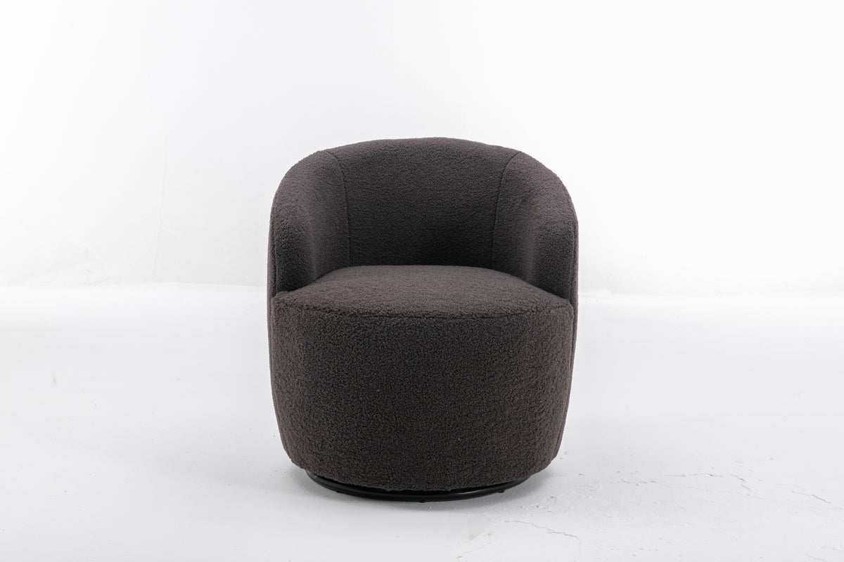 Teddy Fabric Swivel Accent Armchair Barrel Chair With Black Powder Coating Metal Ring,Dark Gray Dark Gray Foam Wool
