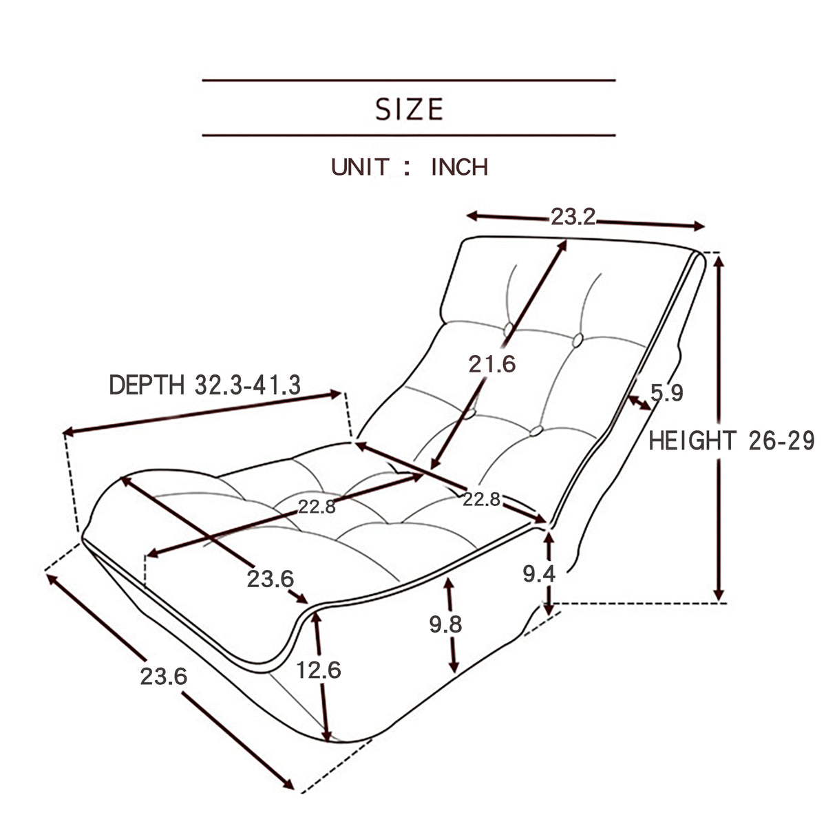 Single Sofa Reclining Chair Japanese Chair Lazy Sofa Tatami Balcony Reclining Chair Leisure Sofa Adjustable Chair White Cotton Metal