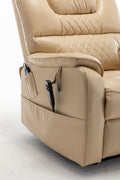 Lounge Chair Lift Chair Relax Sofa Chair Sitting Room Furniture Sitting Room Power Supply Elderly Electric Lounge Chair 180 Degree Lying Flat Beige Yellow Cotton Pu