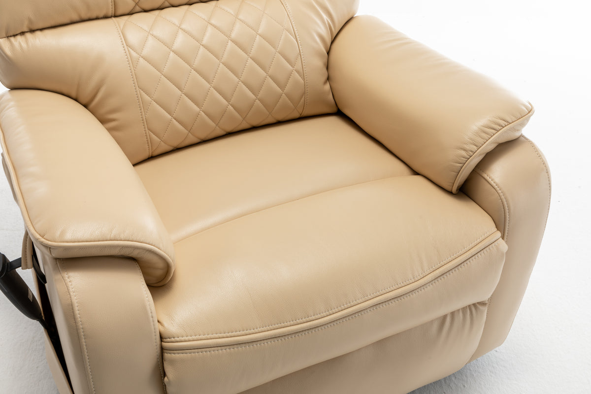 Lounge Chair Lift Chair Relax Sofa Chair Sitting Room Furniture Sitting Room Power Supply Elderly Electric Lounge Chair 180 Degree Lying Flat Beige Yellow Cotton Pu