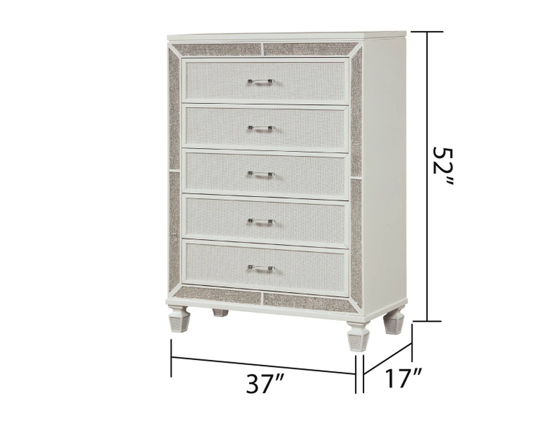 Crystal Queen 5 Pc Storage Wood Bedroom Set Finished In White Box Spring Not Required Queen White Wood 5 Piece Set Bedroom Bed Included,Chest Included,Dresser Included,Mirror Included,Nightstand Included Contemporary,Modern Built In Lighting Wood