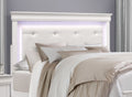Traditional Design White Finish 1Pc Queen Size Bed Button Tufted Upholstered Led Headboard Faux Alligator Embossed Panels Box Spring Required Queen White Bedroom Traditional Wood