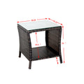 Outdoor Patio Furniture 1 Coffee Table With Clear Tempered Glass Brown Rattan