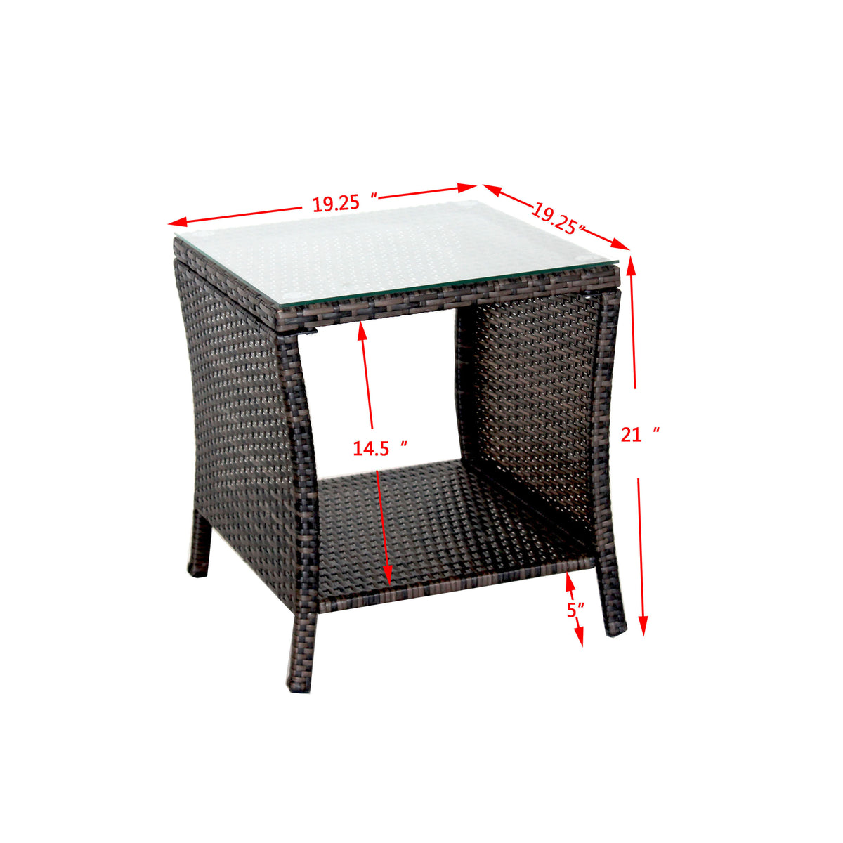 Outdoor Patio Furniture 1 Coffee Table With Clear Tempered Glass Brown Rattan