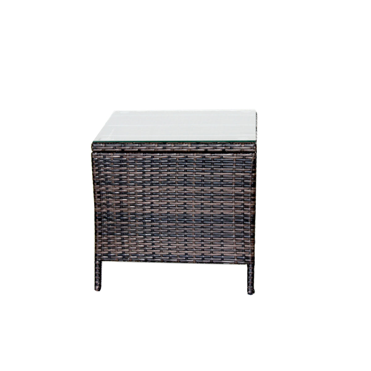 Outdoor Patio Furniture 1 Coffee Table With Clear Tempered Glass Brown Rattan