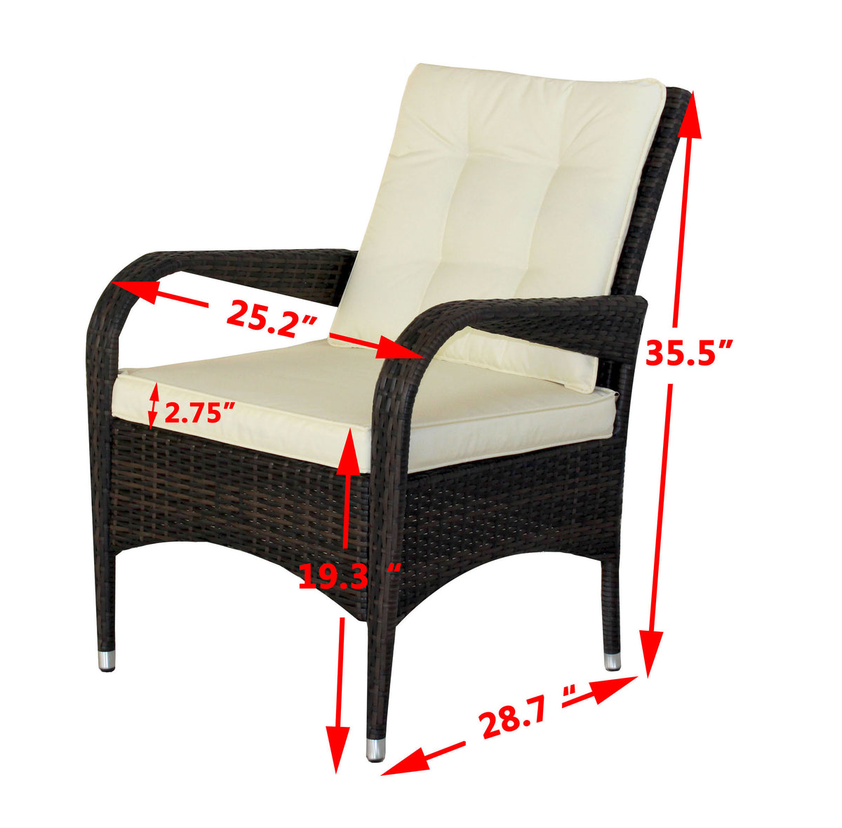 2 Piece Liberatore Dining Chairs With Cushions Beige Cushion Brown Iron