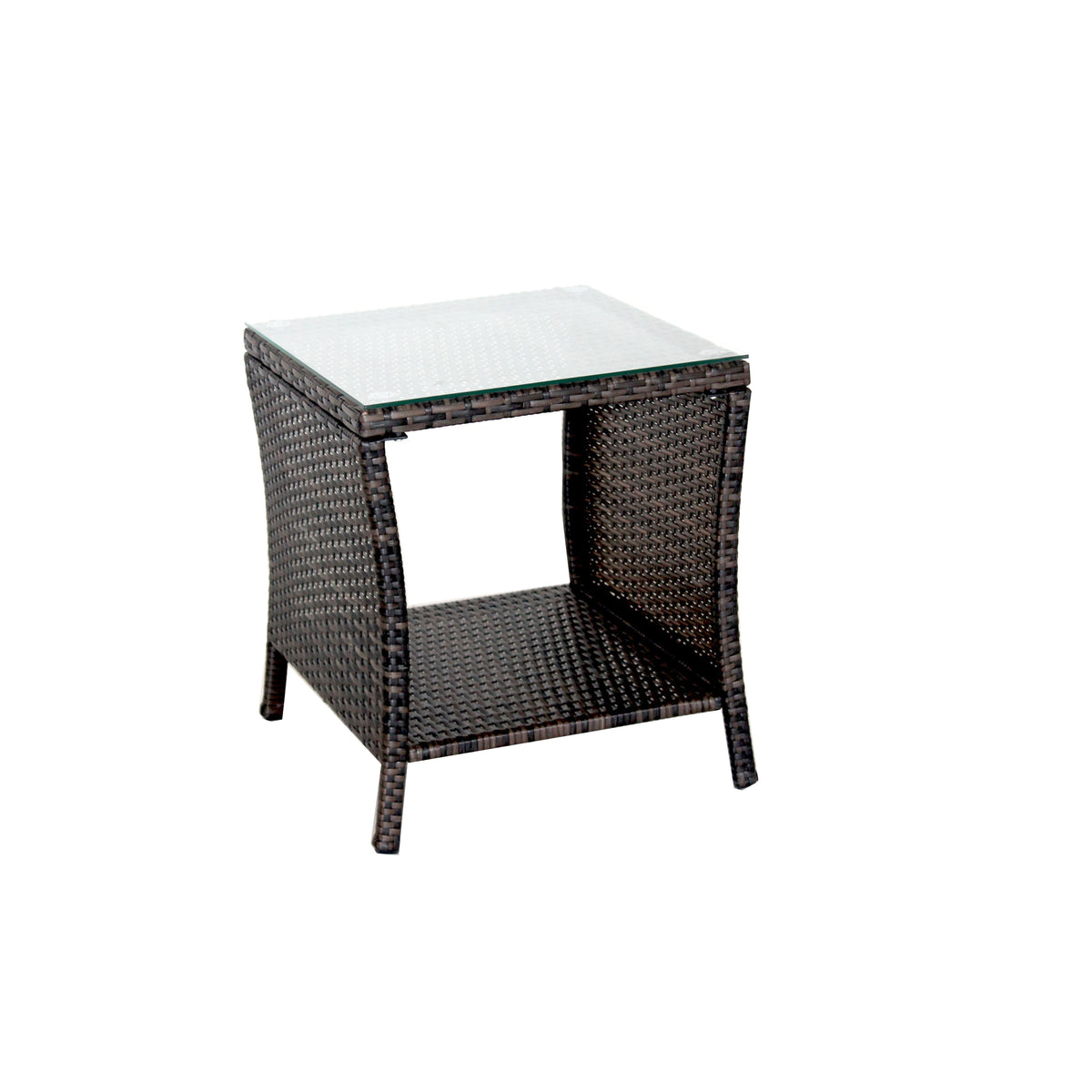 Outdoor Patio Furniture 1 Coffee Table With Clear Tempered Glass Brown Rattan