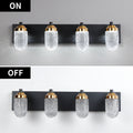 Vanity Lights With 4 Led Bulbs For Bathroom Lighting Black Glass