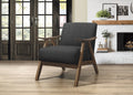 Modern Home Furniture Dark Gray Fabric Upholstered 1Pc Accent Chair Cushion Back And Seat Walnut Finish Solid Rubber Wood Furniture Dark Gray Primary Living Space Retro Solid Wood