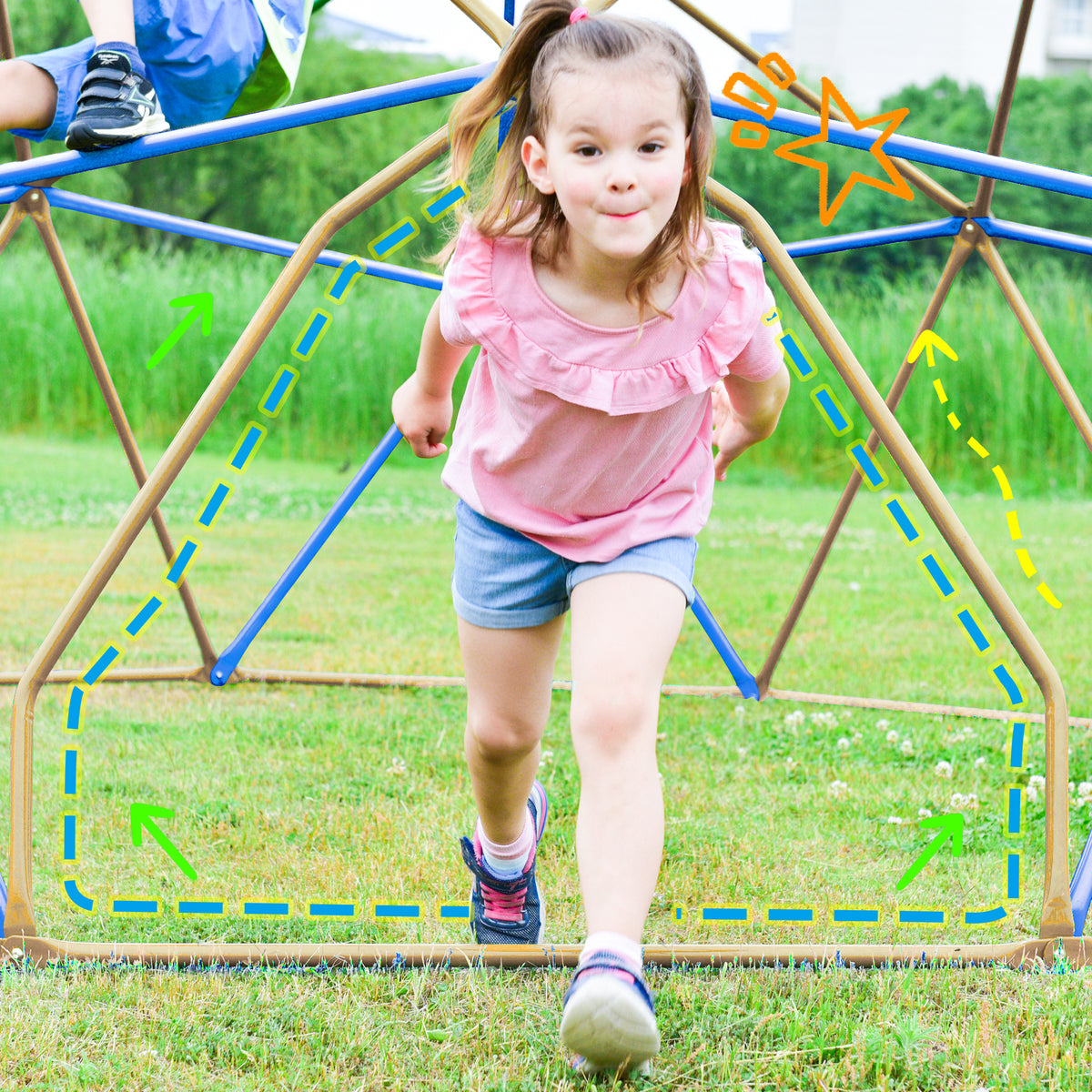 Kids Climbing Dome Tower 12 Ft Jungle Gym Geometric Playground Dome Climber Monkey Bars Play Center, Rust & Uv Resistant Steel Supporting 1000 Lbs Coffee Metal