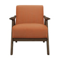 Modern Home Furniture Orange Color Fabric Upholstered 1Pc Accent Chair Cushion Back And Seat Walnut Finish Solid Rubber Wood Furniture Orange Primary Living Space Retro Solid Wood