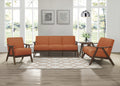 Modern Home Furniture Orange Color Fabric Upholstered 1Pc Accent Chair Cushion Back And Seat Walnut Finish Solid Rubber Wood Furniture Orange Primary Living Space Retro Solid Wood