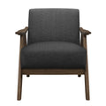 Modern Home Furniture Dark Gray Fabric Upholstered 1Pc Accent Chair Cushion Back And Seat Walnut Finish Solid Rubber Wood Furniture Dark Gray Primary Living Space Retro Solid Wood