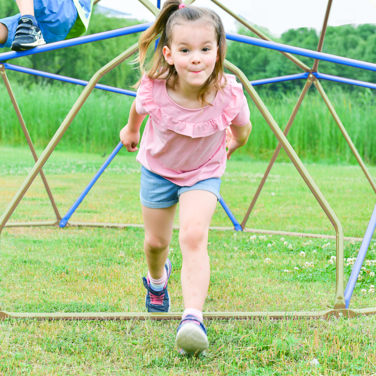 Kids Climbing Dome Tower 12 Ft Jungle Gym Geometric Playground Dome Climber Monkey Bars Play Center, Rust & Uv Resistant Steel Supporting 1000 Lbs Coffee Metal
