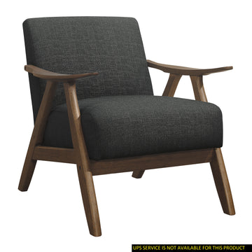 Modern Home Furniture Dark Gray Fabric Upholstered 1Pc Accent Chair Cushion Back And Seat Walnut Finish Solid Rubber Wood Furniture Dark Gray Primary Living Space Retro Solid Wood