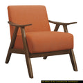 Modern Home Furniture Orange Color Fabric Upholstered 1Pc Accent Chair Cushion Back And Seat Walnut Finish Solid Rubber Wood Furniture Orange Primary Living Space Retro Solid Wood