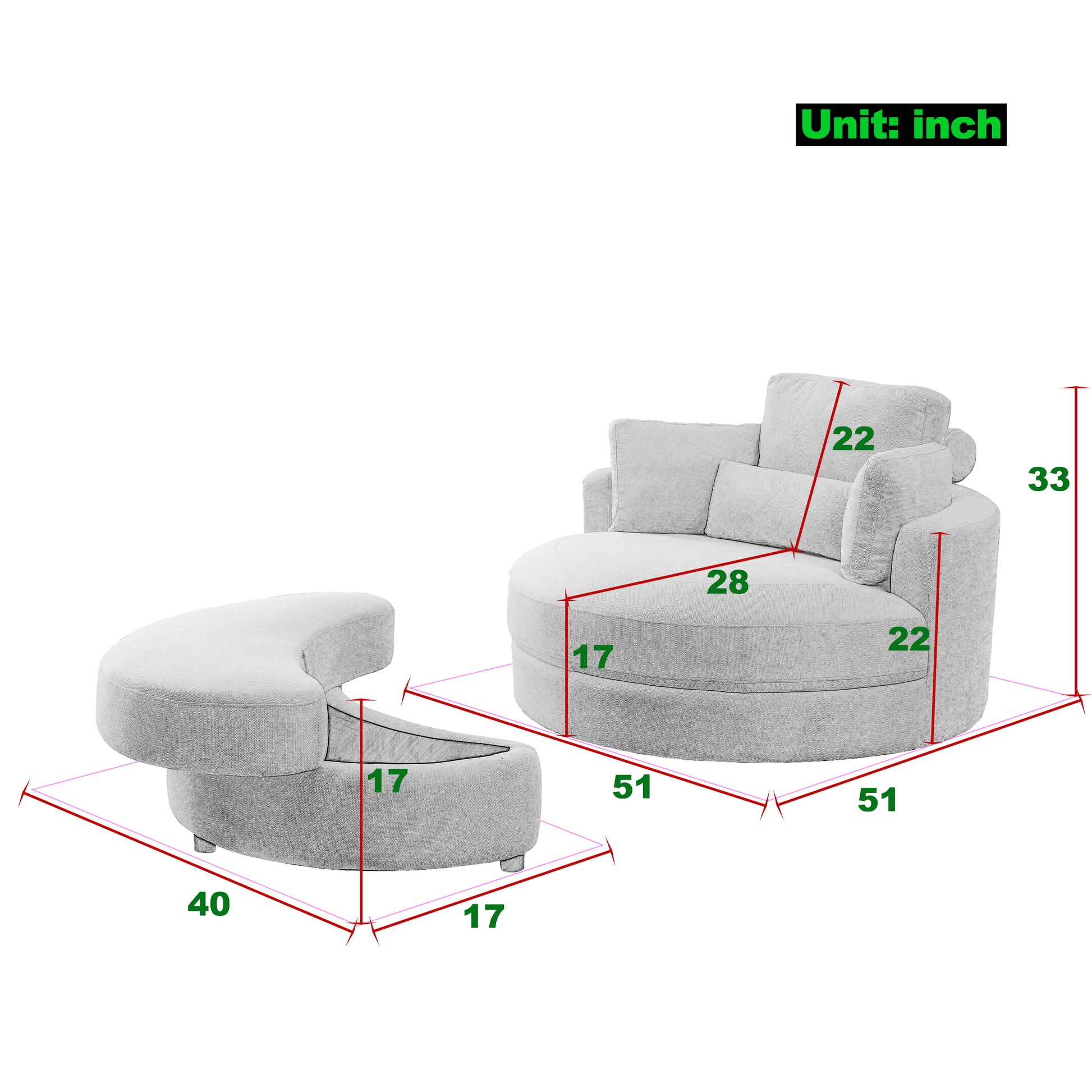 Video Welike Swivel Accent Barrel Modern Grey Sofa Lounge Club Big Round Chair With Storage Ottoman Linen Fabric For Living Room Hotel With Pillows Light Grey Foam Fabric