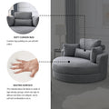 Video Welike Swivel Accent Barrel Modern Dark Grey Sofa Lounge Club Big Round Chair With Storage Ottoman Linen Fabric For Living Room Hotel With Pillows Dark Grey Foam Fabric