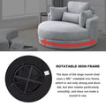 Video Welike Swivel Accent Barrel Modern Grey Sofa Lounge Club Big Round Chair With Storage Ottoman Linen Fabric For Living Room Hotel With Pillows .2Pcs Light Grey Foam Fabric