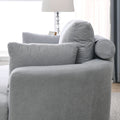 Video Welike Swivel Accent Barrel Modern Grey Sofa Lounge Club Big Round Chair With Storage Ottoman Linen Fabric For Living Room Hotel With Pillows .2Pcs Light Grey Foam Fabric