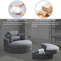 Video Welike Swivel Accent Barrel Modern Dark Grey Sofa Lounge Club Big Round Chair With Storage Ottoman Linen Fabric For Living Room Hotel With Pillows Dark Grey Foam Fabric
