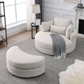 Video Welike Swivel Accent Barrel Modern Sofa Lounge Club Big Round Chair With Storage Ottoman Linen Fabric For Living Room Hotel With Pillows . *2Pcs Beige Foam Fabric