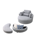 Video Welike Swivel Accent Barrel Modern Grey Sofa Lounge Club Big Round Chair With Storage Ottoman Linen Fabric For Living Room Hotel With Pillows Light Grey Foam Fabric