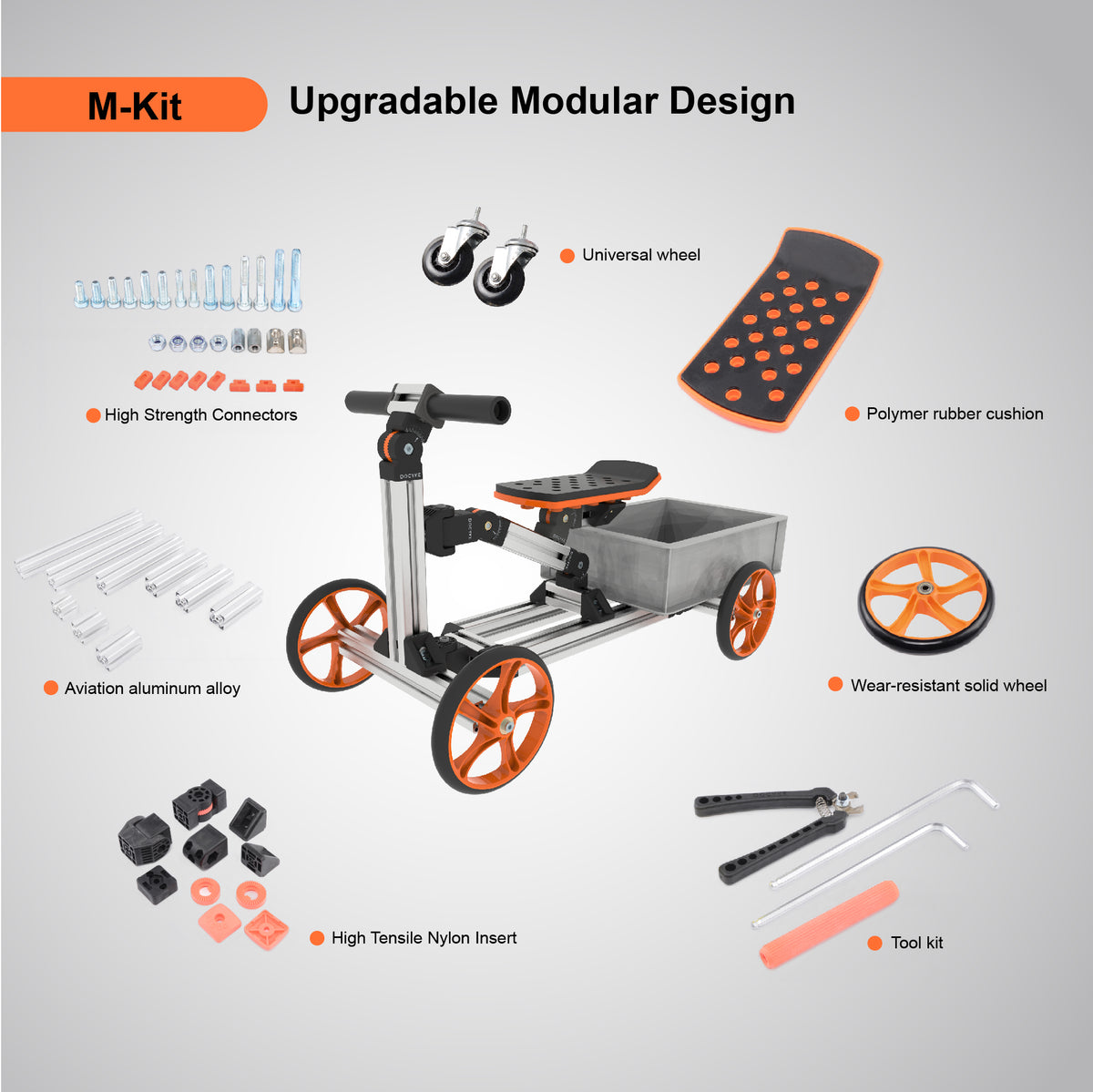 Kidrock Buildable Kit 20 In 1 Kids Balance Bike No Pedal Toy For 1 To 6 Years Construction Construction Kit Kids Sit Stand Scooter Most Popular M Kit Non Electric Silver Aluminum
