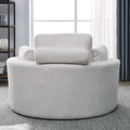 Video Welike Swivel Accent Barrel Modern Sofa Lounge Club Big Round Chair With Storage Ottoman Teddy Fabric For Living Room Hotel With Pillows. *2Pcs,Teddy White Ivory Ivory Foam Fabric