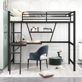 Twin Size Loft Metal&Mdf Bed With Desk And Shelf, Black Old Sku:Sm001105Aab 1 Twin Black Metal