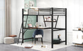 Twin Size Loft Metal&Mdf Bed With Desk And Shelf, Black Old Sku:Sm001105Aab 1 Twin Black Metal