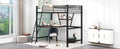 Twin Size Loft Metal&Mdf Bed With Desk And Shelf, Black Old Sku:Sm001105Aab 1 Twin Black Metal